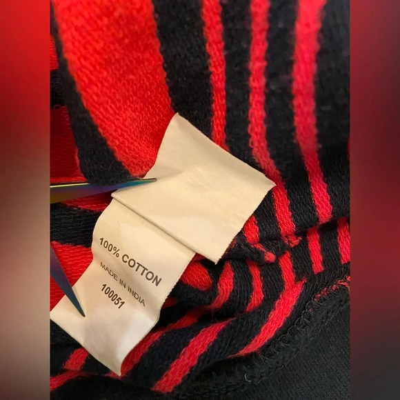 Bare Denim Crew Neck Lace Shoulder Pink Navy Stripe Long Sleeve Shirt Size M - Picture 8 of 10